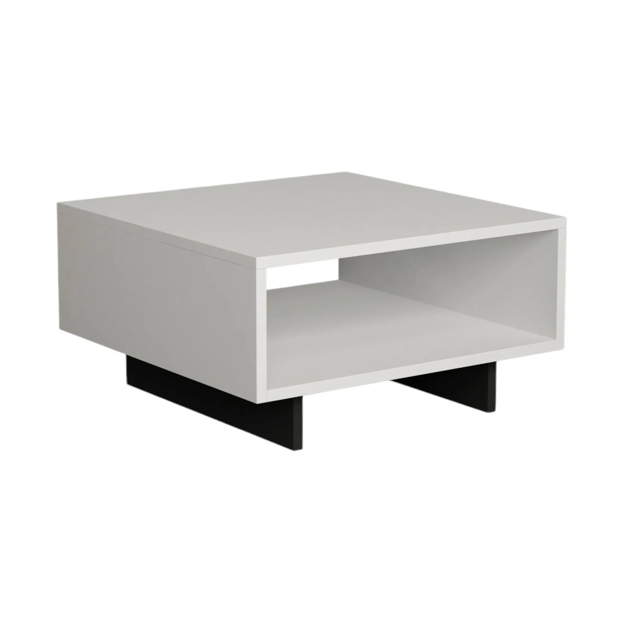 Tavolino da salotto Dlucchett, 60x60 h32 cm, Bianco e Antracite<Dmora Sale