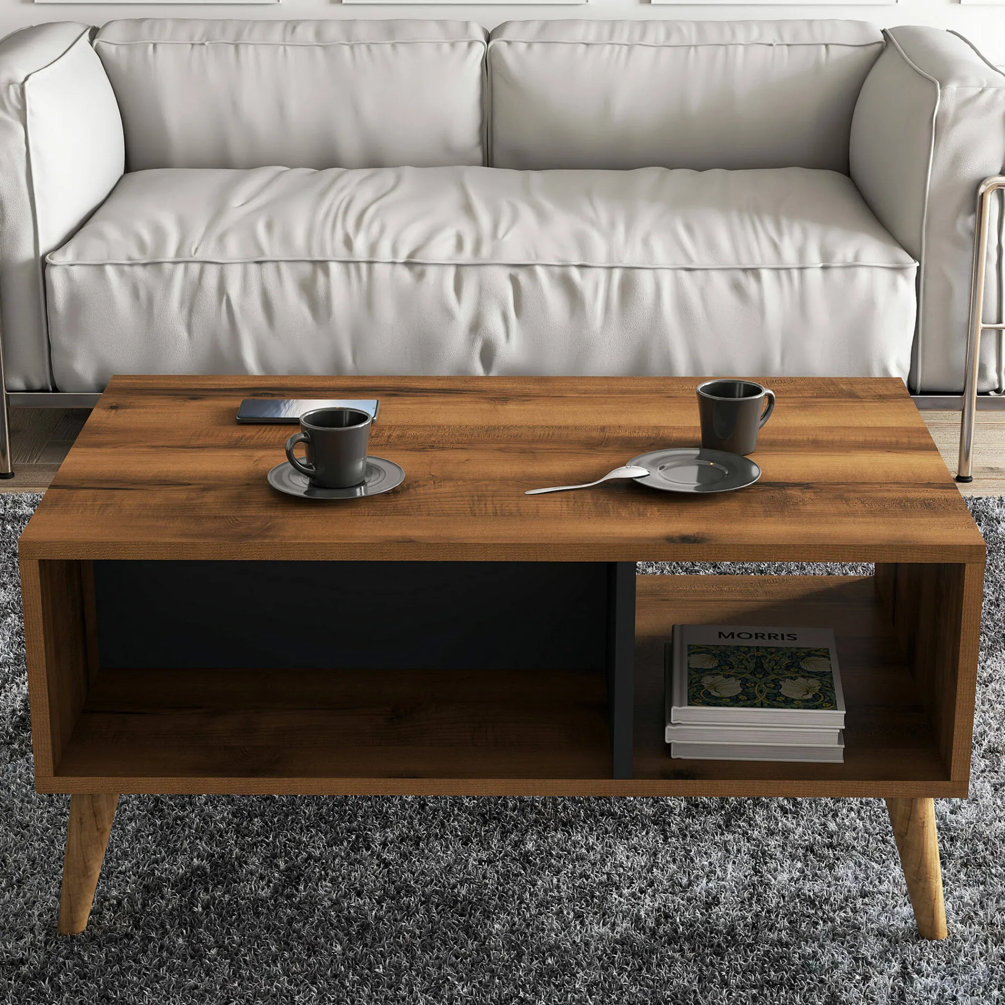 Tavolino da salotto Dnapolitan, 90x42 h54 cm, Noce e Antracite<Dmora Best Sale