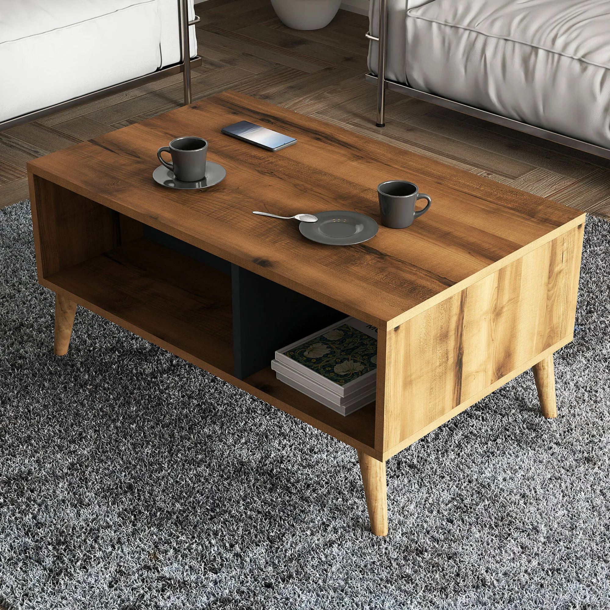 Tavolino da salotto Dnapolitan, 90x42 h54 cm, Noce e Antracite<Dmora Best Sale