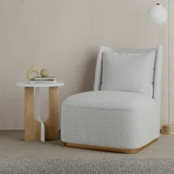 Tavolino da salotto Dpa, 40x40h47 cm, Bianco e Rovere<Dmora Fashion