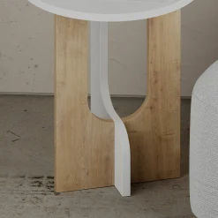 Tavolino da salotto Dpa, 40x40h47 cm, Bianco e Rovere<Dmora Fashion