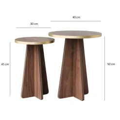 Tavolino da salotto Dpergolizz, 40x40 h50 cm, Oro e Noce<Dmora New