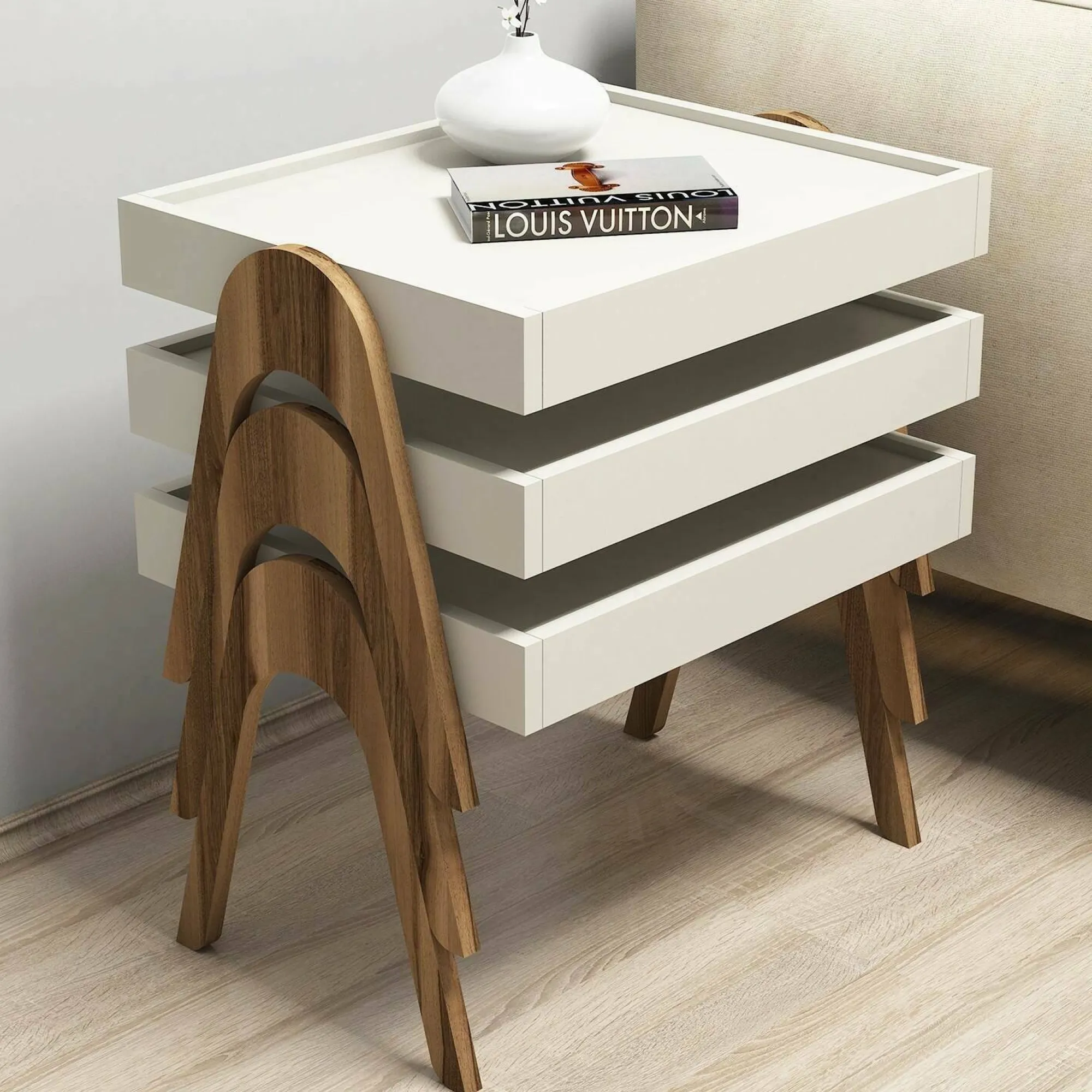 Tavolino da salotto Dpisciott, 54x40 h64 cm, Noce e Crema<Dmora Best Sale