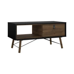 Tavolino da salotto Dvalot, 48x102 h50 cm, Nero e Noce<Dmora Online