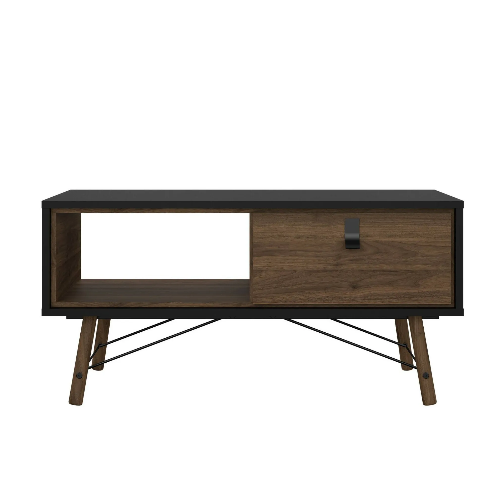 Tavolino da salotto Dvalot, 48x102 h50 cm, Nero e Noce<Dmora Online