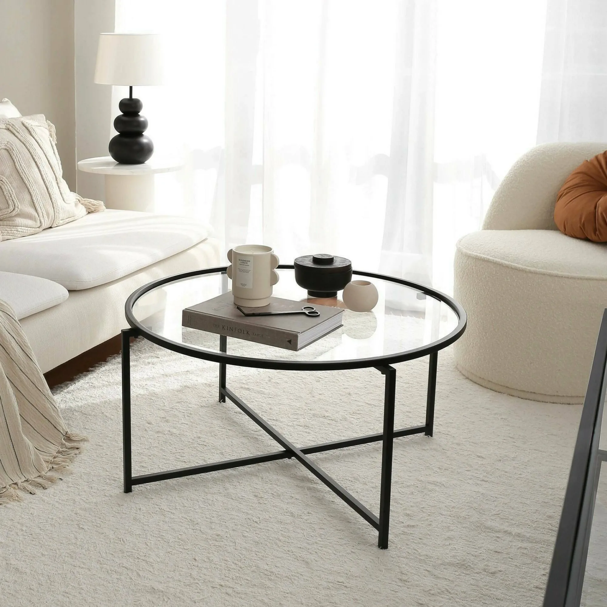 Tavolino da salotto Ecaterina, 83x82h40 cm,<Dmora Cheap