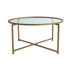 Tavolino da salotto Ecaterina, 83x83h40 cm, Oro e Tortora<Dmora Shop