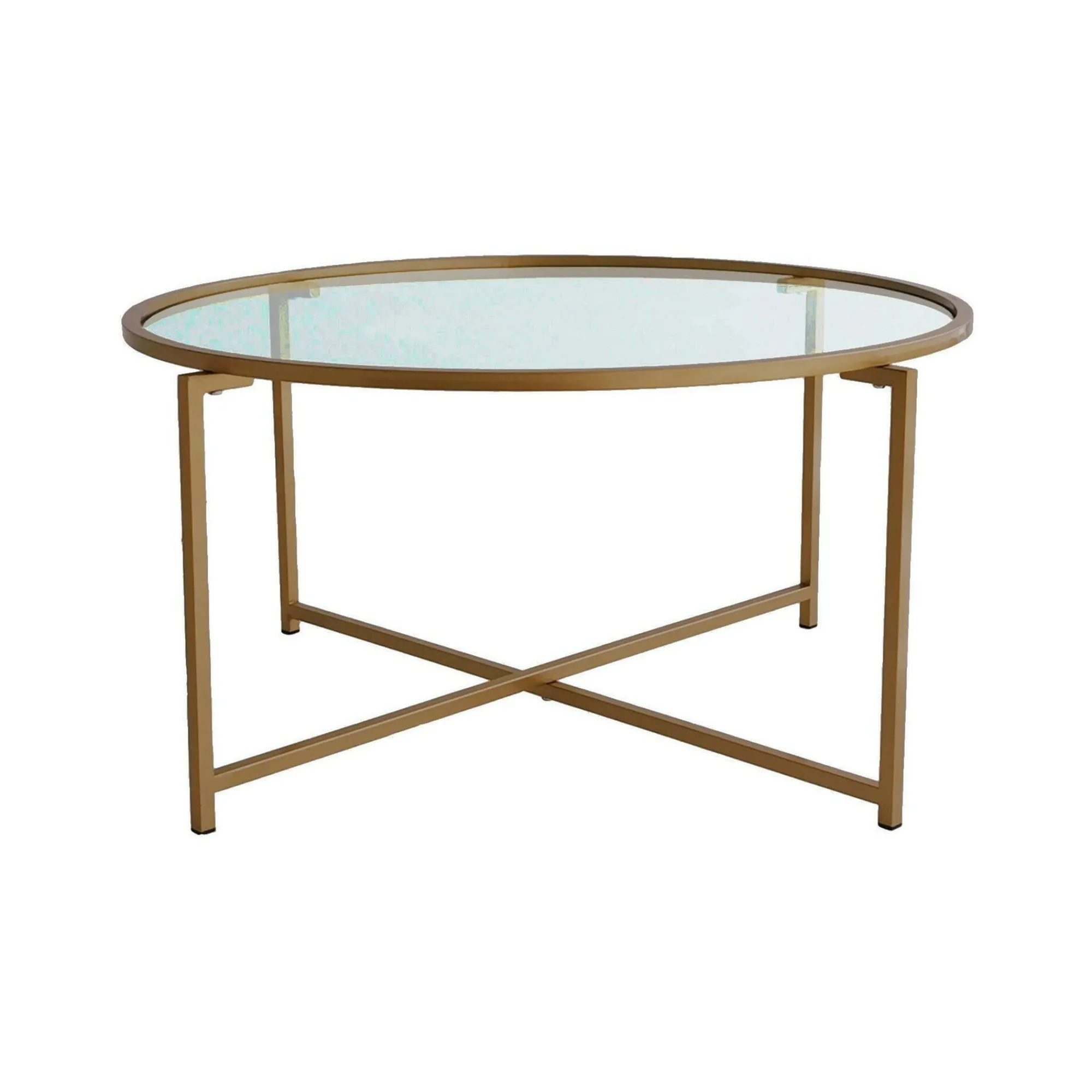 Tavolino da salotto Ecaterina, 83x83h40 cm, Oro e Tortora<Dmora Shop