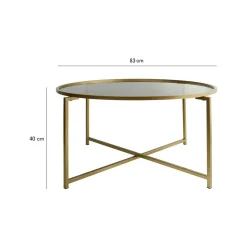 Tavolino da salotto Ecaterina, 83x83h40 cm, Oro e Tortora<Dmora Shop