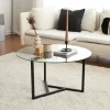 Tavolino da salotto Esperia, 75x75h42 cm, Nero e Trasparente<Dmora Cheap