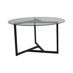 Tavolino da salotto Esperia, 75x75h42 cm, Nero e Trasparente<Dmora Cheap