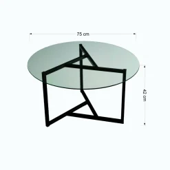Tavolino da salotto Esperia, 75x75h42 cm, Nero e Trasparente<Dmora Cheap
