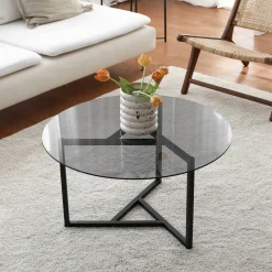 Tavolino da salotto Esperia, 75x75h42 cm, Tortora e Nero<Dmora Store