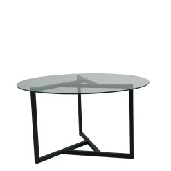 Tavolino da salotto Esperia, 75x75h42 cm, Nero e Trasparente<Dmora Cheap