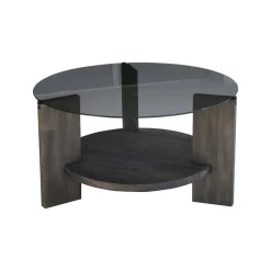 Tavolino da salotto Felino, 75x75h40 cm, Antracite e Marrone<Dmora Shop