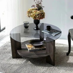 Tavolino da salotto Felino, 75x75h40 cm, Antracite e Marrone<Dmora Shop