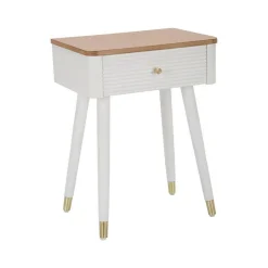 Tavolino da salotto Fridal, 45x32 h62 cm, Bianco e Marrone<Dmora Cheap