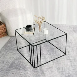 Tavolino da salotto Giacinta, 55x55h36 cm,<Dmora Cheap