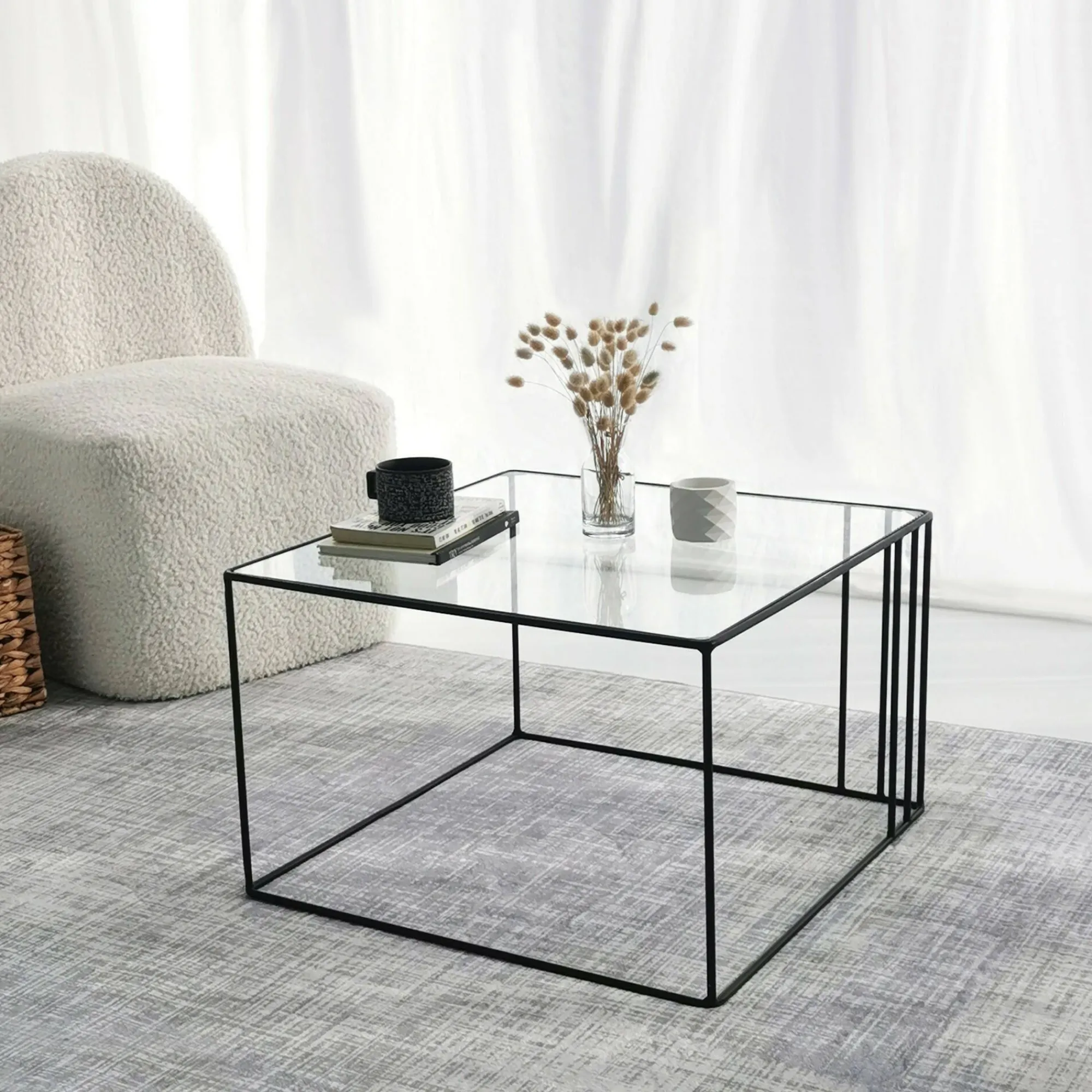 Tavolino da salotto Giacinta, 55x55h36 cm,<Dmora Cheap