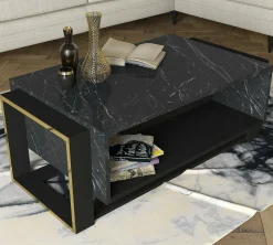 Tavolino da salotto Gigliola, 106x60h40 cm, Nero e Oro<Dmora Hot