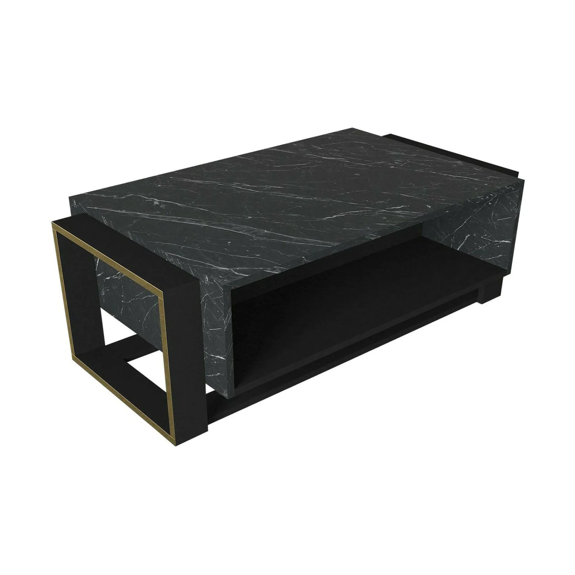 Tavolino da salotto Gigliola, 106x60h40 cm, Nero e Oro<Dmora Hot