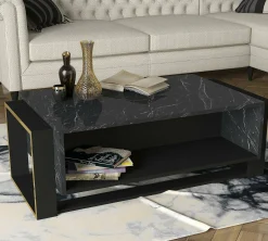 Tavolino da salotto Gigliola, 106x60h40 cm, Nero e Oro<Dmora Hot