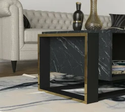 Tavolino da salotto Gigliola, 106x60h40 cm, Nero e Oro<Dmora Hot