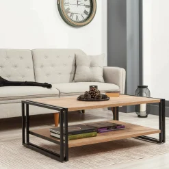 Tavolino da salotto Gioacchina, Quercia e Nero, 110x70h40 cm<Dmora Flash Sale