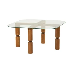 Tavolino da salotto Gran, 80x80h40 cm, Noce e Trasparente<Dmora Clearance