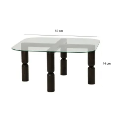 Tavolino da salotto Gran, 80x80h40 cm, Antracite e Trasparente<Dmora Cheap