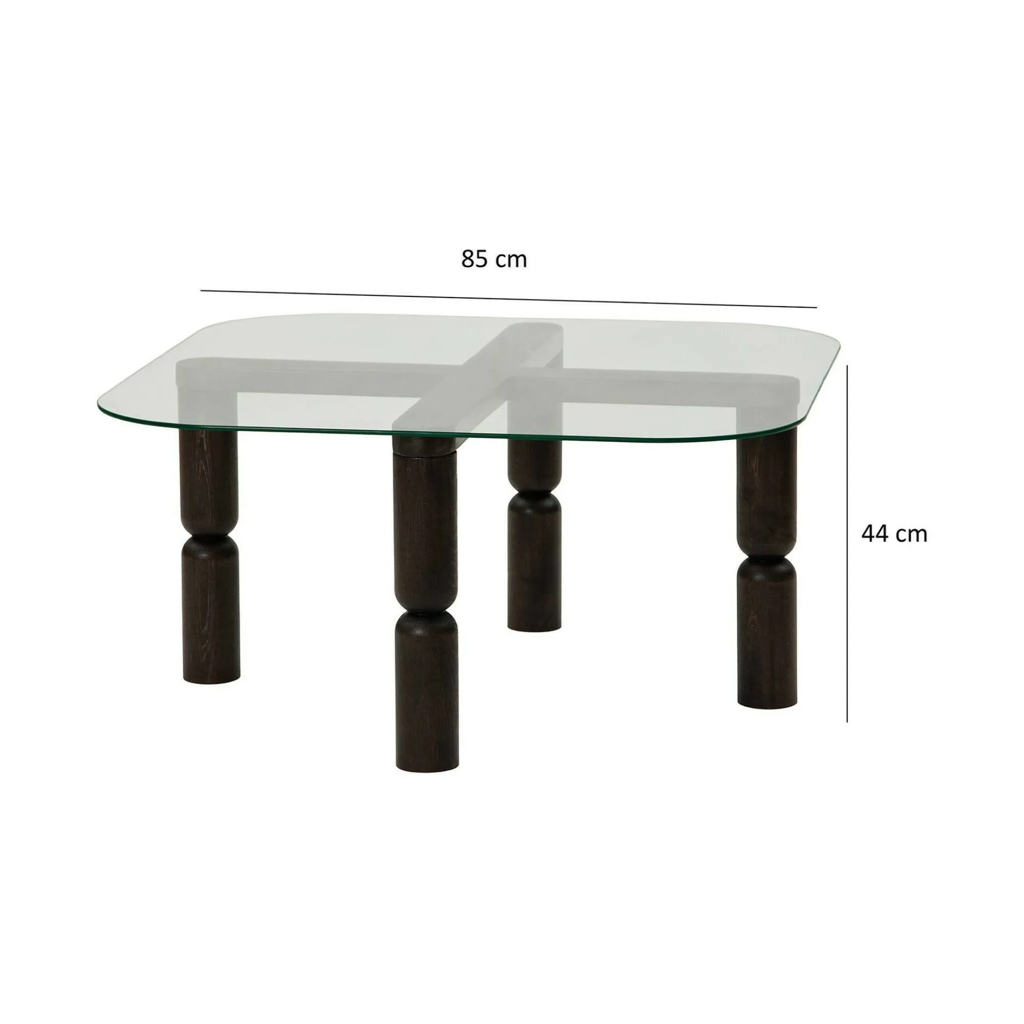 Tavolino da salotto Gran, 80x80h40 cm, Antracite e Trasparente<Dmora Cheap