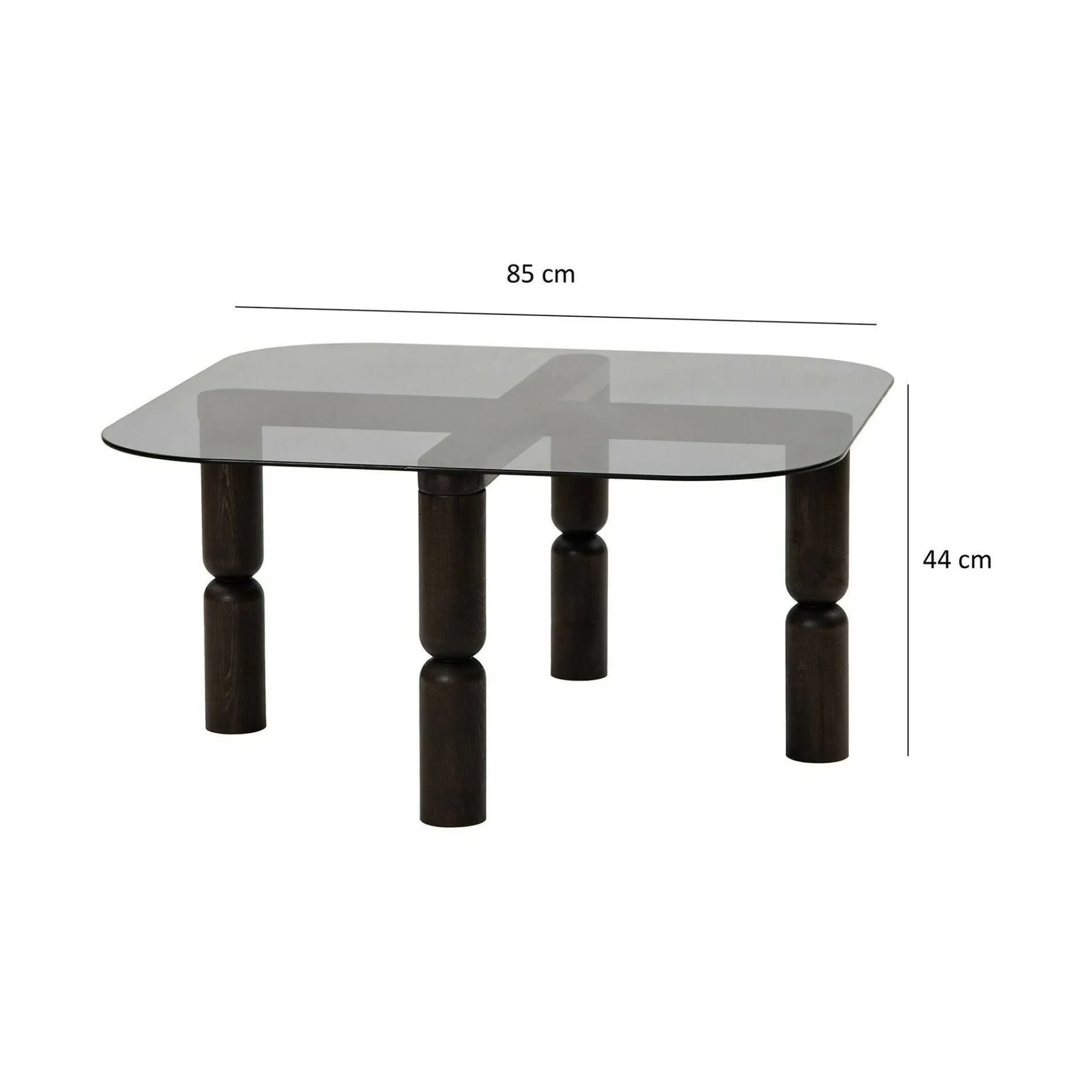 Tavolino da salotto Gran, 80x80h40 cm, Antracite e Fumè<Dmora New