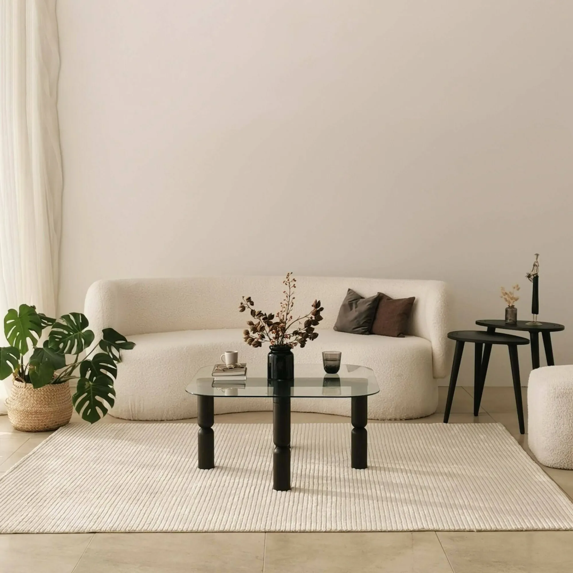 Tavolino da salotto Gran, 80x80h40 cm, Antracite e Trasparente<Dmora Cheap