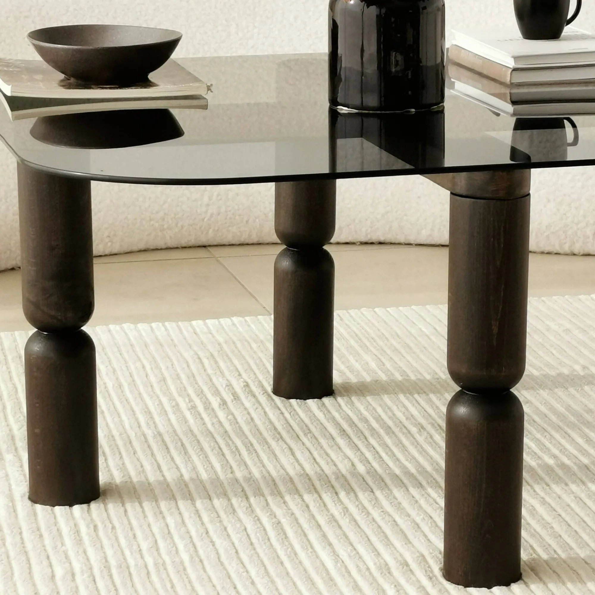 Tavolino da salotto Gran, 80x80h40 cm, Antracite e Fumè<Dmora New