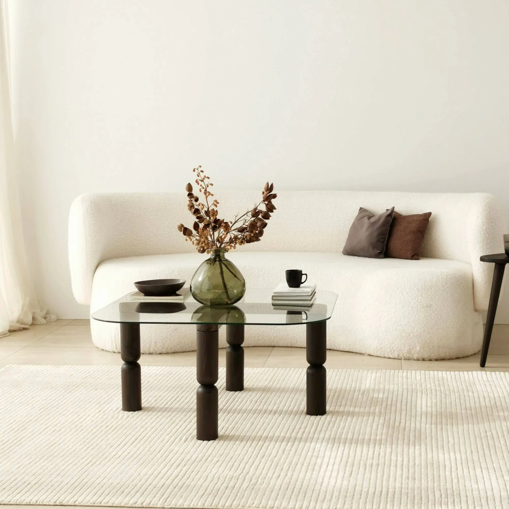 Tavolino da salotto Gran, 80x80h40 cm, Antracite e Trasparente<Dmora Cheap