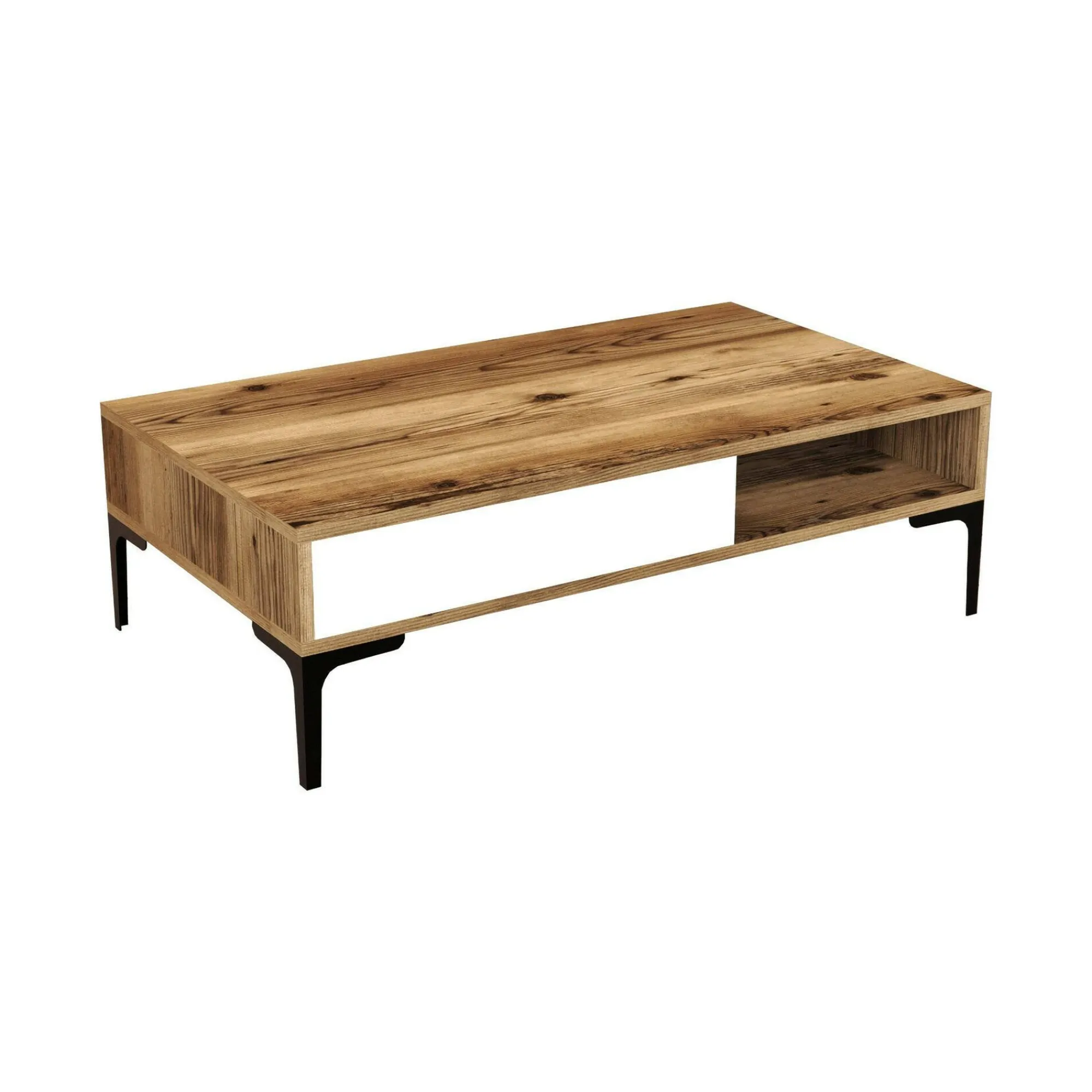 Tavolino da salotto Gru, 105x60h33 cm, Noce e Bianco<Dmora Best