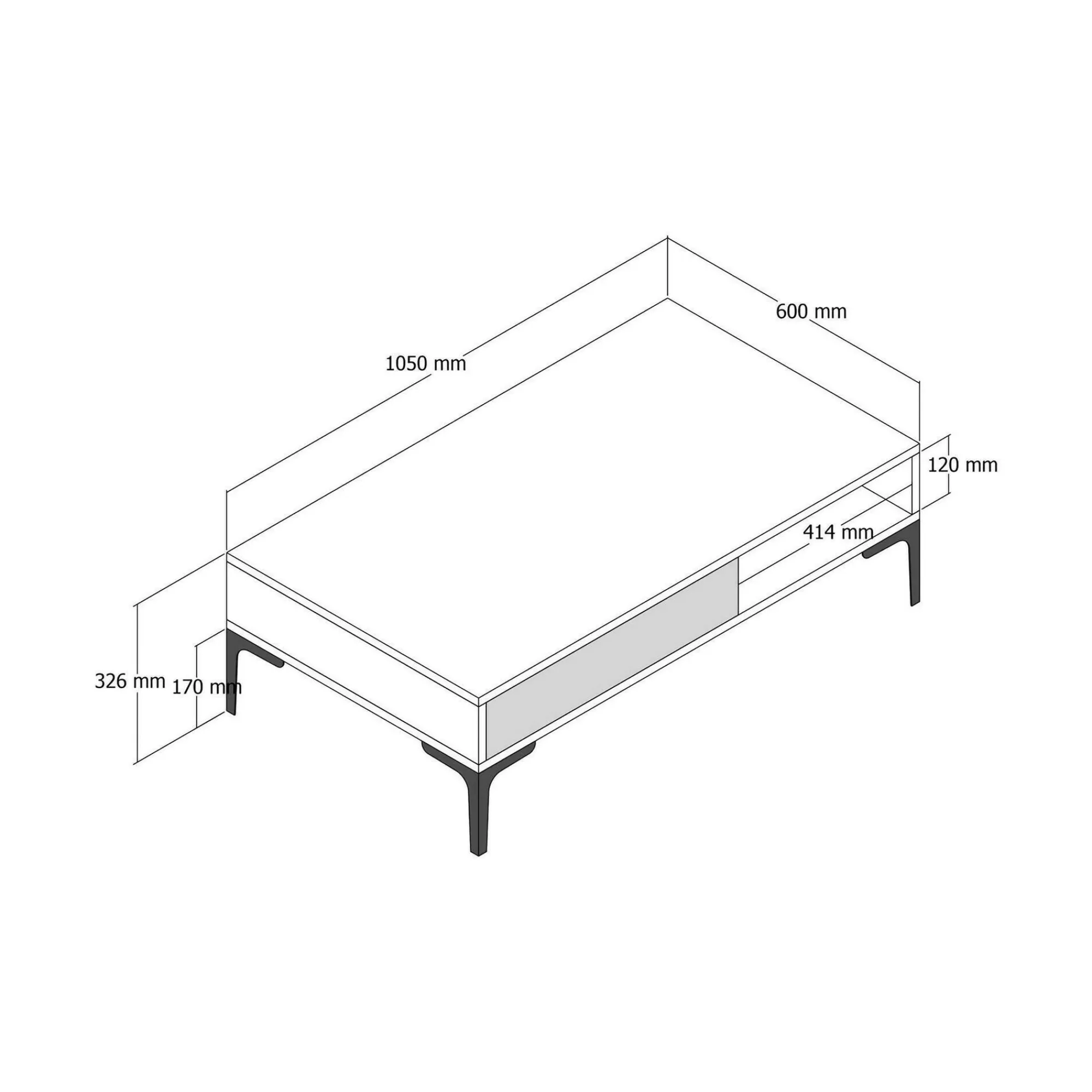 Tavolino da salotto Gru, 105x60h33 cm, Noce e Antracite<Dmora Best