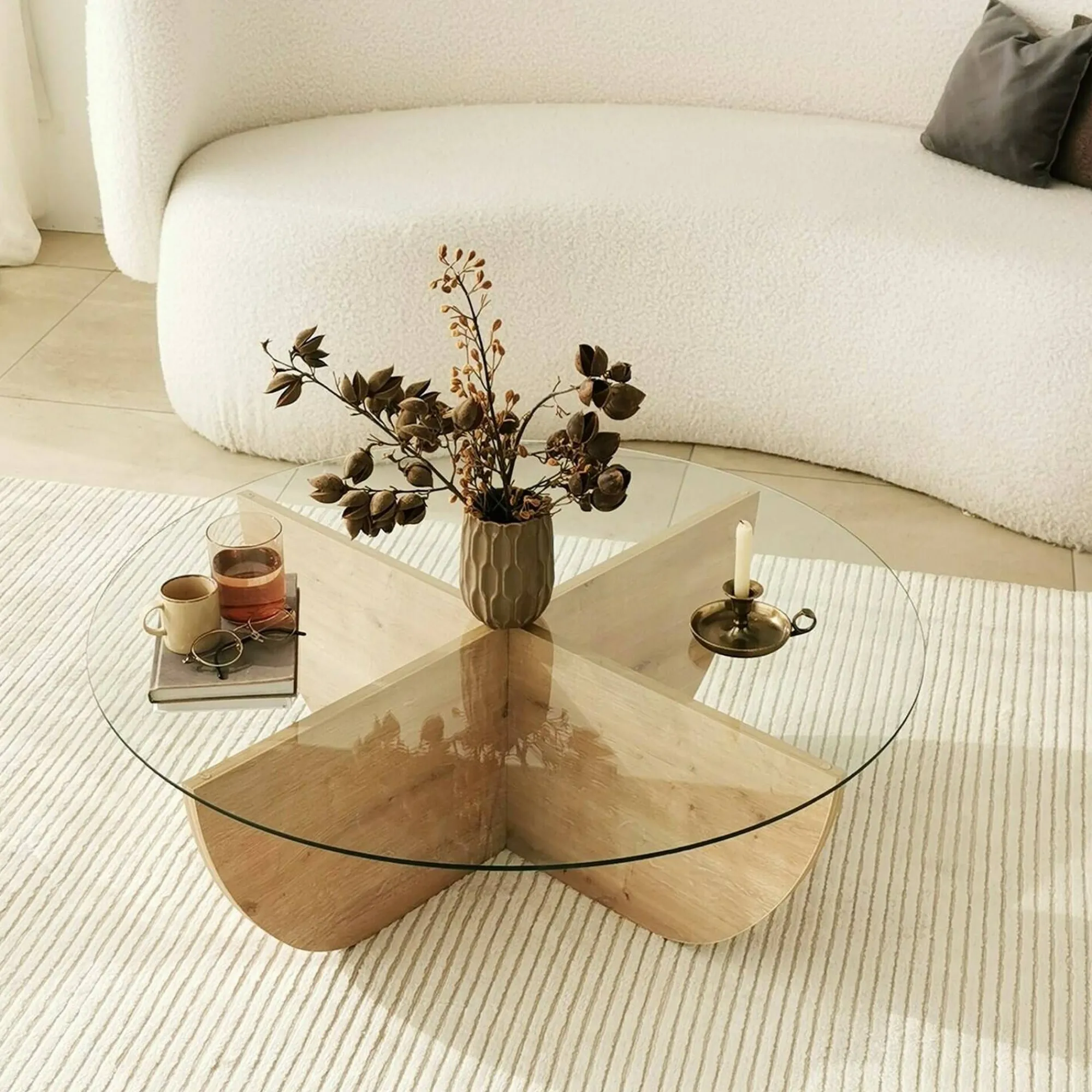 Tavolino da salotto Jolanda, 90x90h30 cm,<Dmora Store