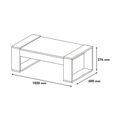 Tavolino da salotto Kaffa, 102x60h38 cm, Noce e Bianco<Dmora Flash Sale