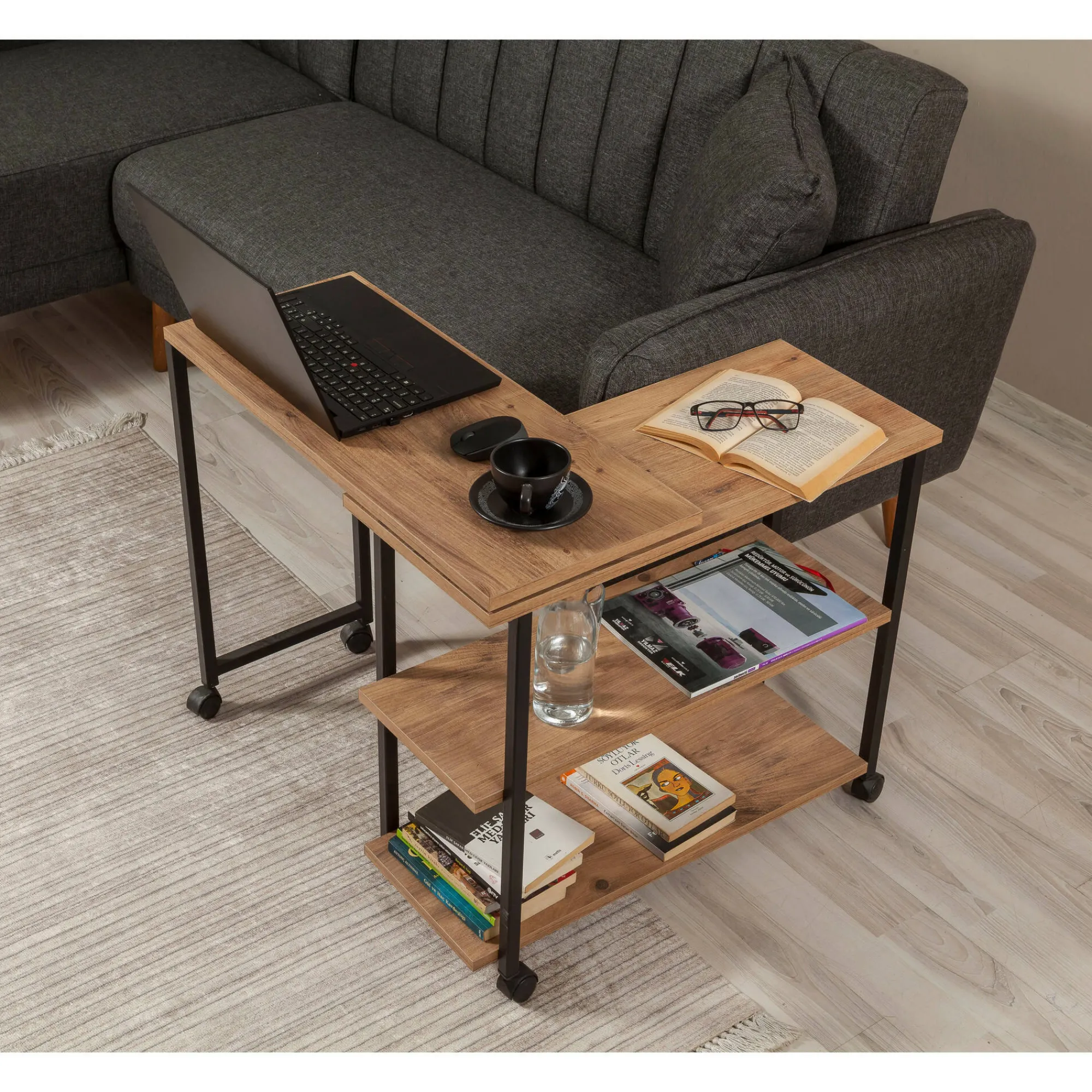 Tavolino da salotto Lagaros, 70x76 h63 cm, Quercia e Nero<Dmora Best Sale