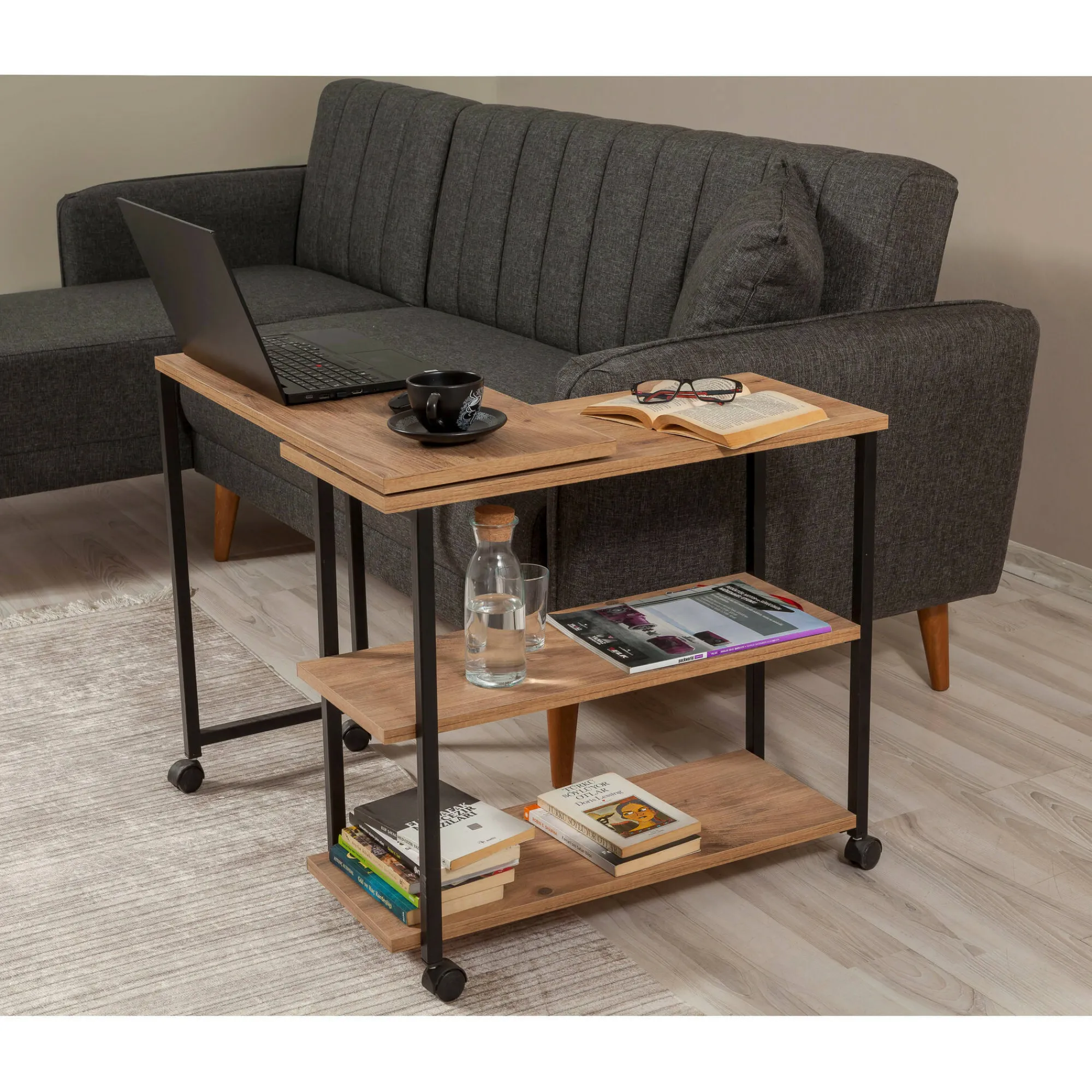 Tavolino da salotto Lagaros, 70x76 h63 cm, Quercia e Nero<Dmora Best Sale
