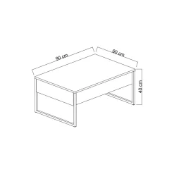 Tavolino da salotto Lavinia, 90x60h40 cm, Bianco e Oro<Dmora New