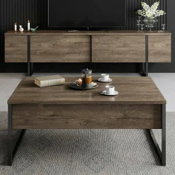 Tavolino da salotto Lavinia, 90x60h40 cm, Noce e Nero<Dmora Cheap