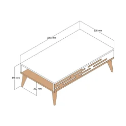 Tavolino da salotto Mansuk, 105x35h60 cm, Noce e Bianco<Dmora Best