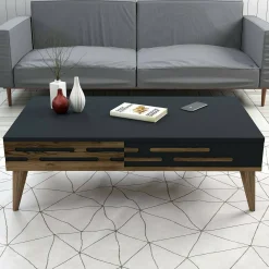 Tavolino da salotto Mansuk, 105x35h60 cm, Noce e Antracite<Dmora Shop