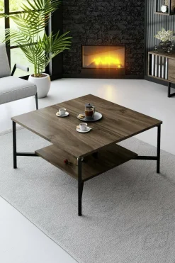 Tavolino da salotto Mia, 80x80h40 cm, Noce e Nero<Dmora Best