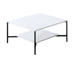 Tavolino da salotto Mia, 80x80h40 cm, Bianco e Nero<Dmora Clearance