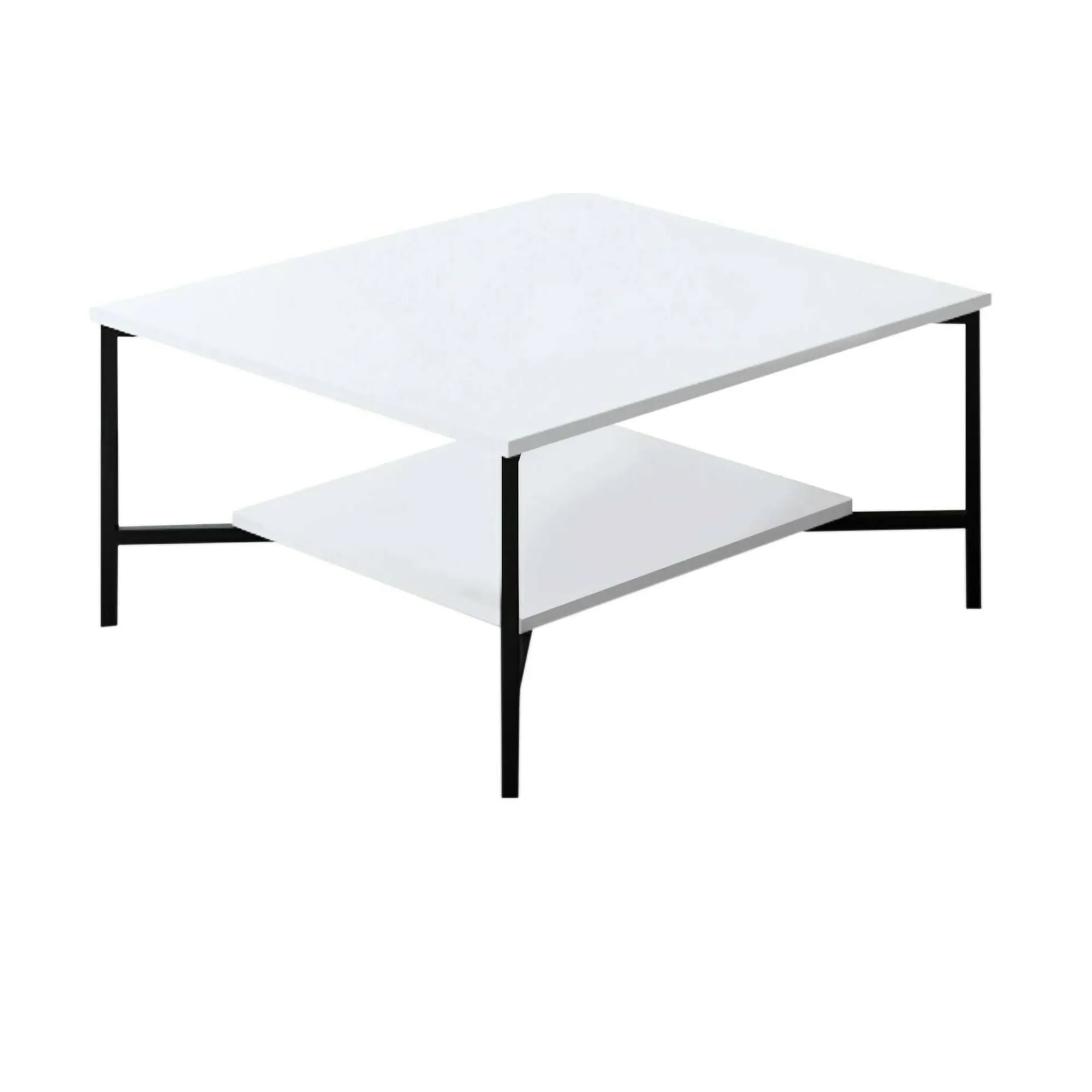 Tavolino da salotto Mia, 80x80h40 cm, Bianco e Nero<Dmora Clearance