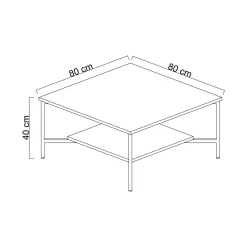 Tavolino da salotto Mia, 80x80h40 cm, Antracite e Nero<Dmora Fashion