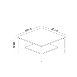 Tavolino da salotto Mia, 80x80h40 cm, Bianco e Nero<Dmora New